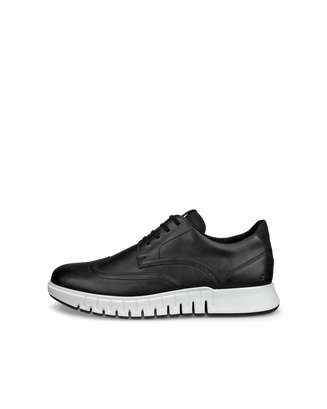 Chaussure à bout à perforations ECCO® Gruuv Hybrid en cuir pour hommes - Noir - Outside