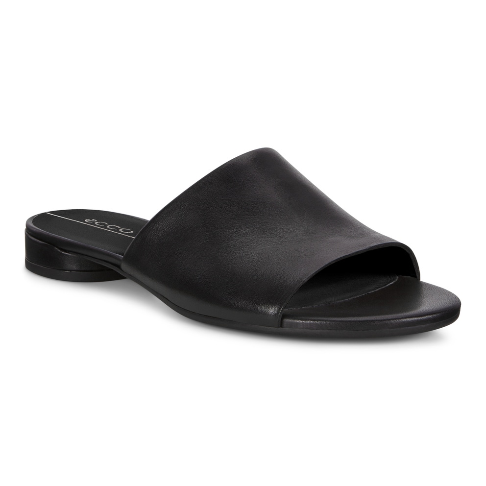 Women's ECCO® Flat Sandal II Leather Flat Sandal - Black - Main