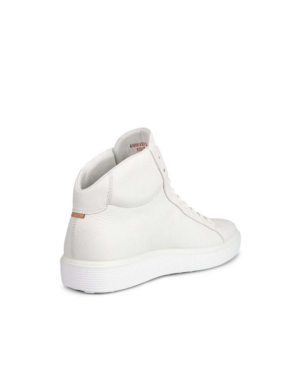 Men s ECCO Soft 60 Leather High Top Sneaker White