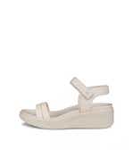 Women's ECCO® Flowt LX Leather Wedge Sandal - Beige - Outside