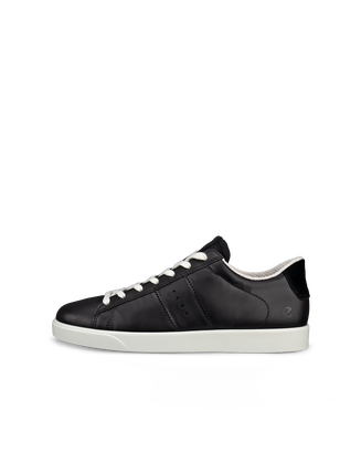 Women's ECCO® Street Lite Leather Sneaker - Black - Outside