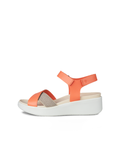 ECCO® Flowt LX sandale compensée cuir pour femme - Orange - Outside