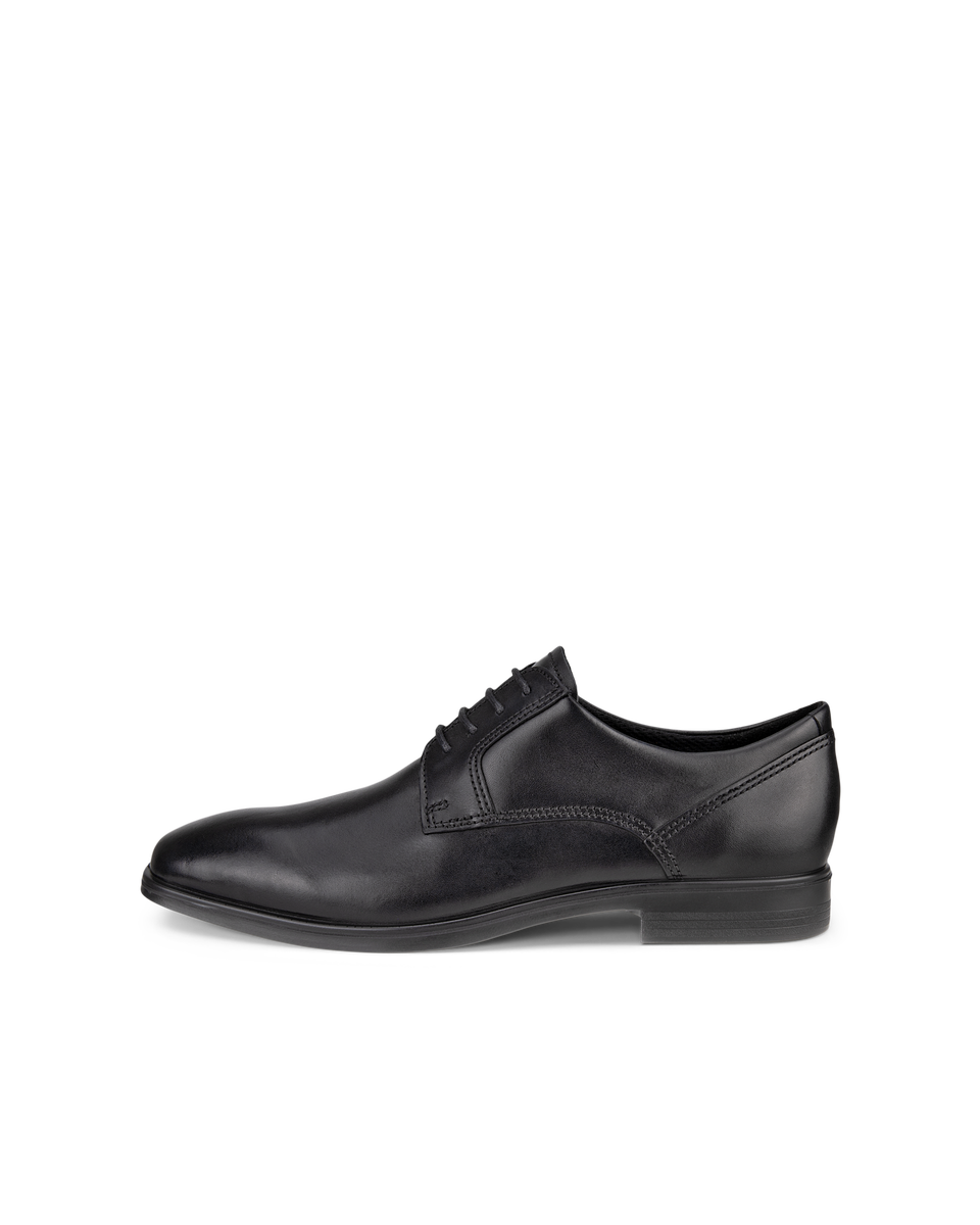 ECCO Men's Queenstown Plain-toe Derby Shoes - Black - Outside