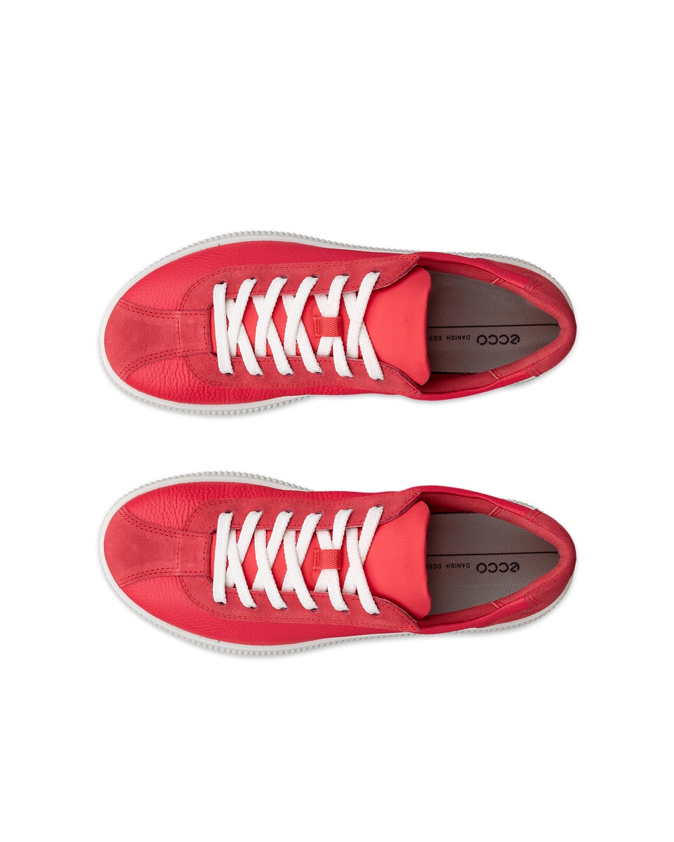 Women s ECCO Soft Zero Leather Sneaker Red