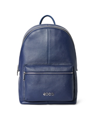 ECCO Round Pack Large Soft Pebbled レザーバックパック - Blue - Main