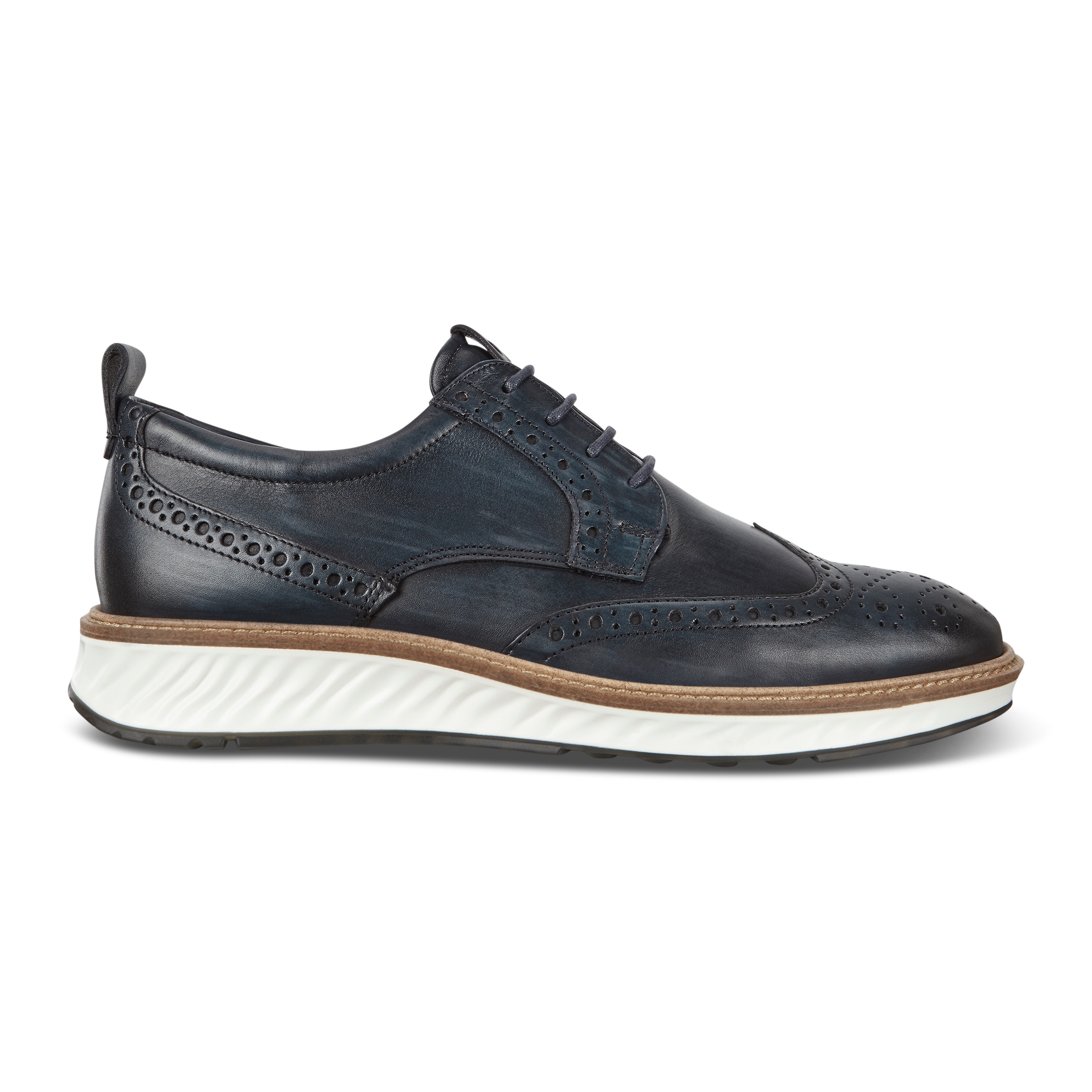 ECCO ST.1 Hybrid メンズ レザーブローグシューズ - Blue - Outside