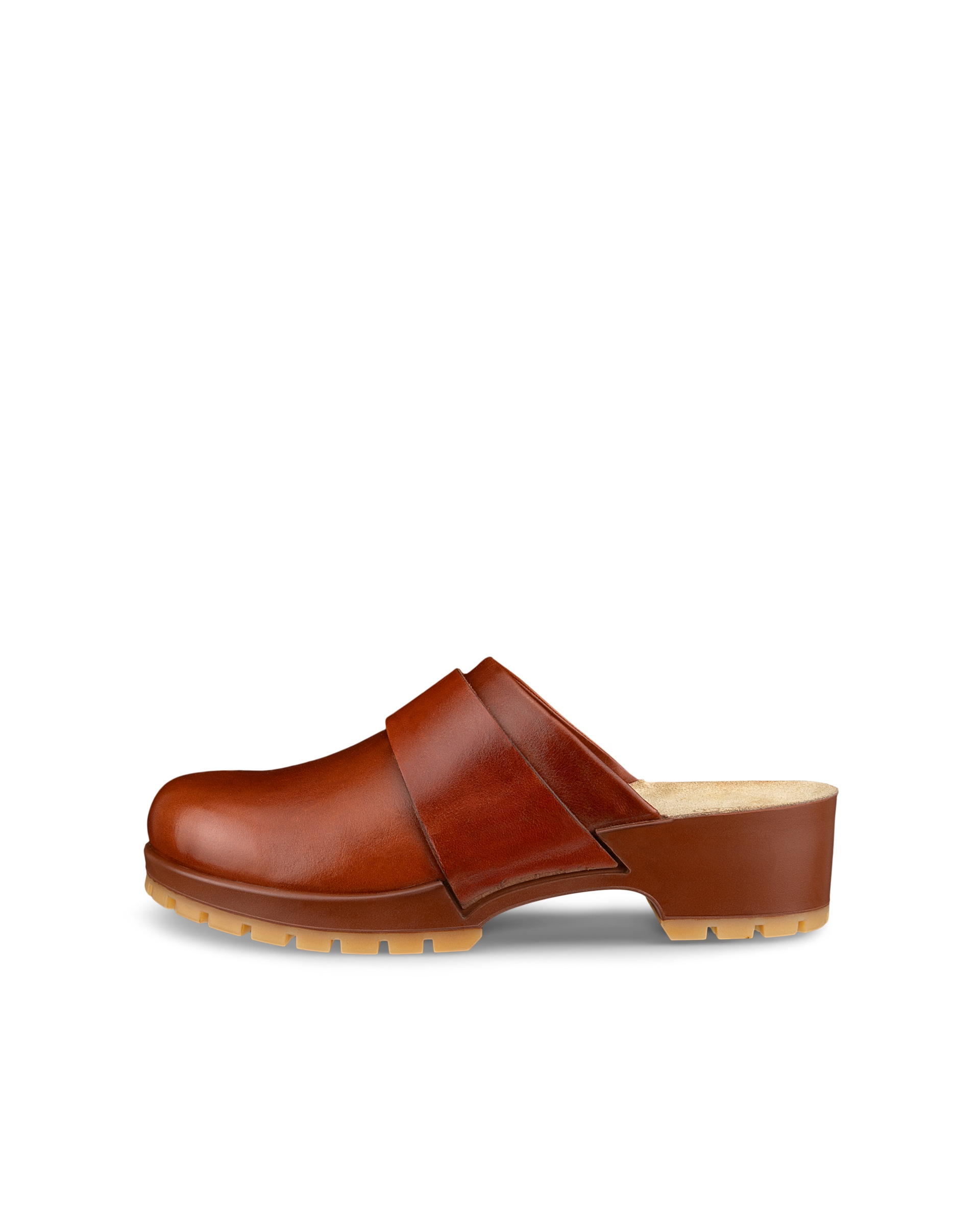 ECCO Comfort Clog Womens Leather Clogs - Brown - Outside
