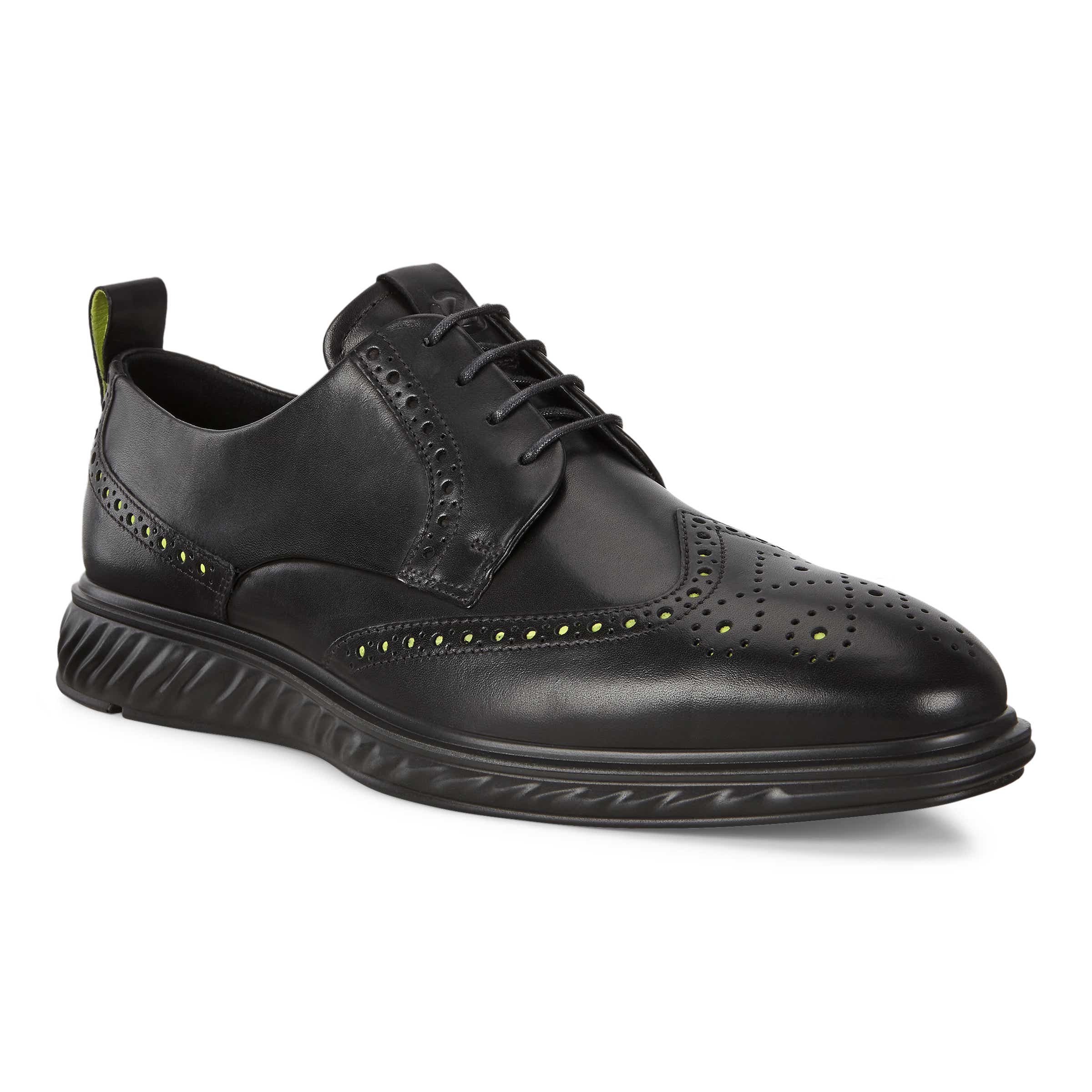 ECCO ST.1 Hybrid Lite Wingtip Brogue Shoes - Black - Main
