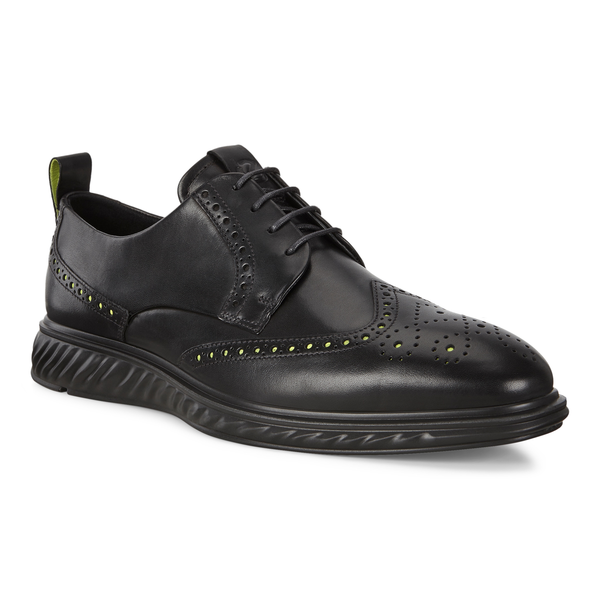 ECCO ST.1 Hybrid Lite Wingtip Brogue Shoes - Black - Main
