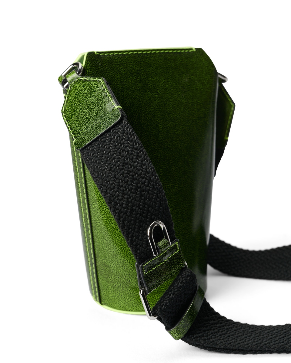 Green leather sling bag on sale