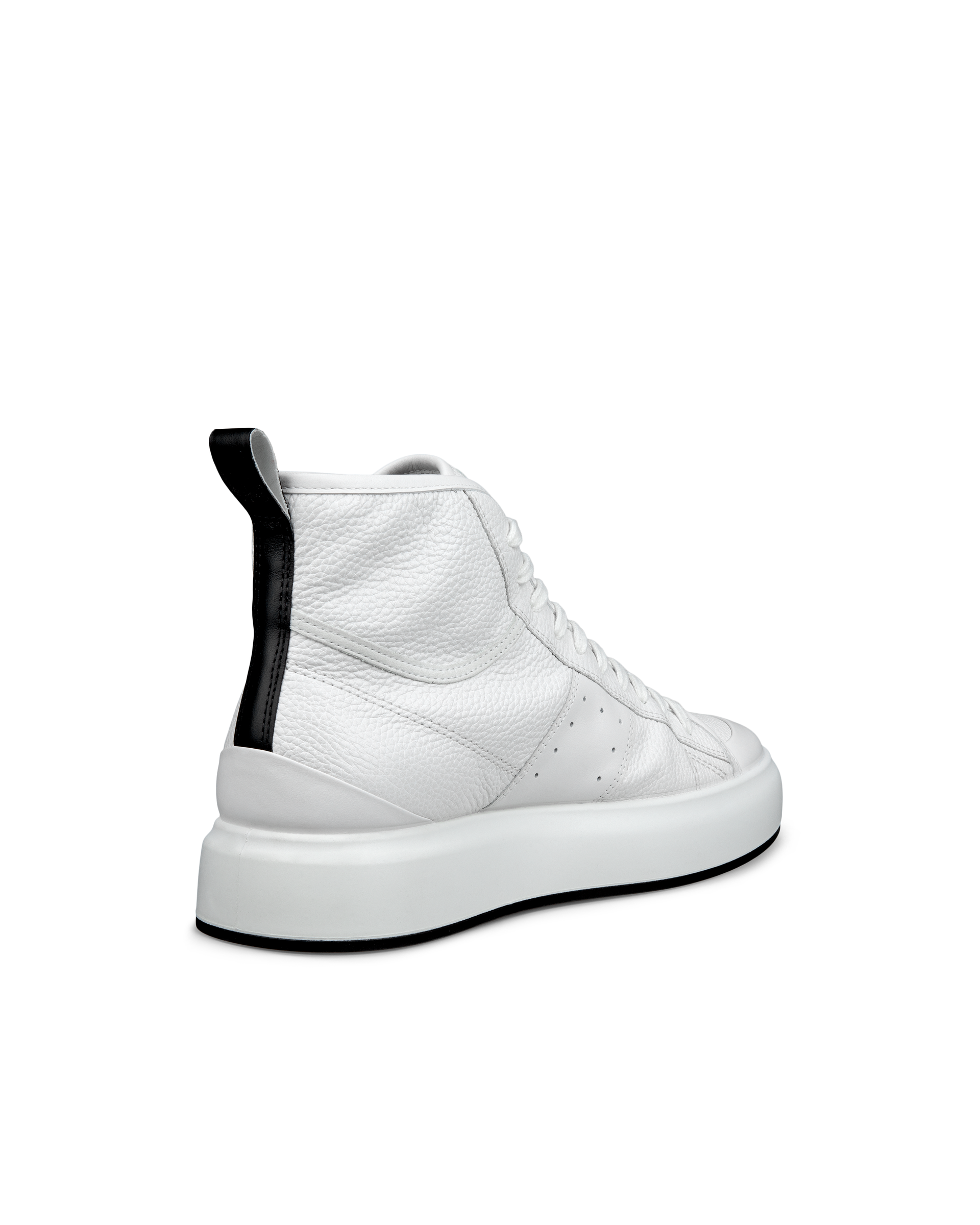 Men's ECCO® Street Ace Leather High-Top Sneaker - White - Back