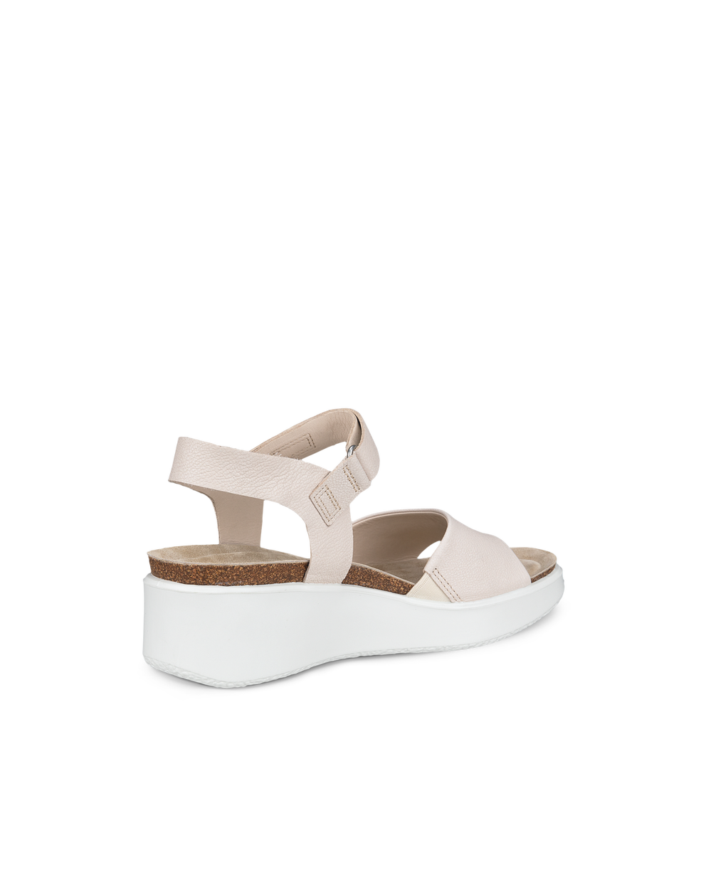 Women's ECCO® Flowt Leather Cork Heeled Wedge Sandal - Beige - Back