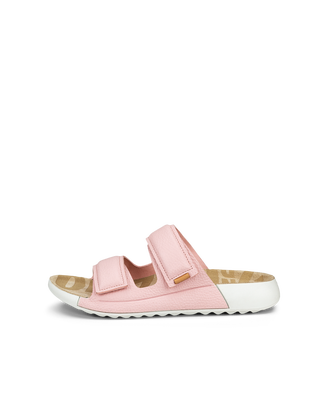 Women's ECCO® Cozmo 60 Leather Two Strap Sandal - Pink - Outside