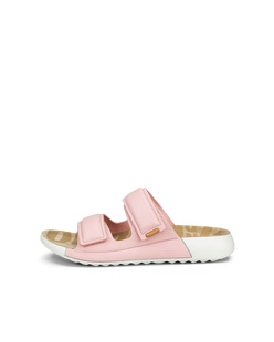 Women's ECCO® Cozmo 60 Leather Two Strap Sandal - Pink - Outside