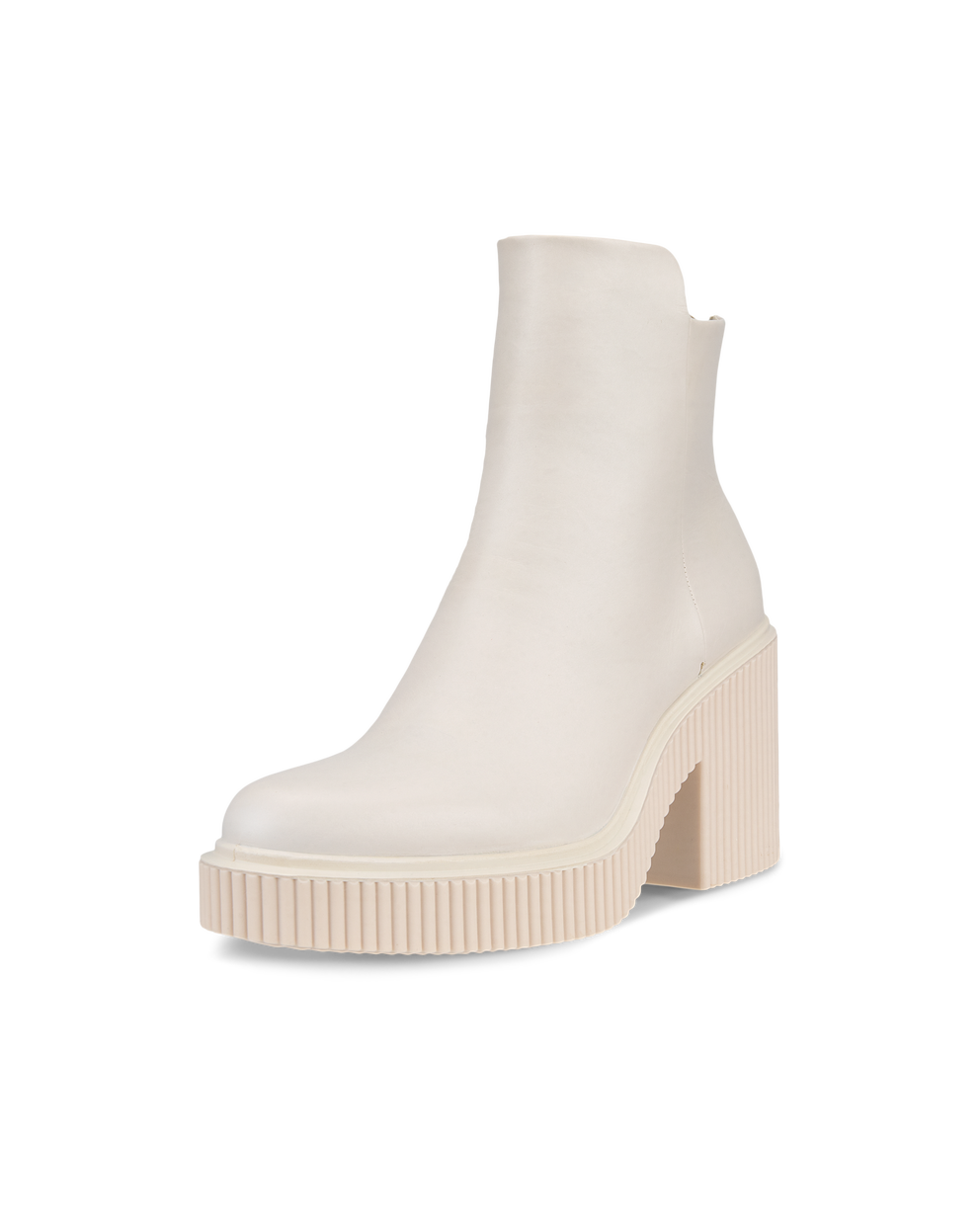 여성용 ECCO Fluted Heel 가죽 앵클 부츠 - Beige - Main