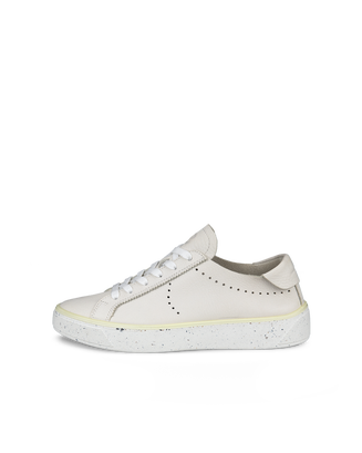 Women's ECCO® Street Tray Leather Sneaker - White - Outside