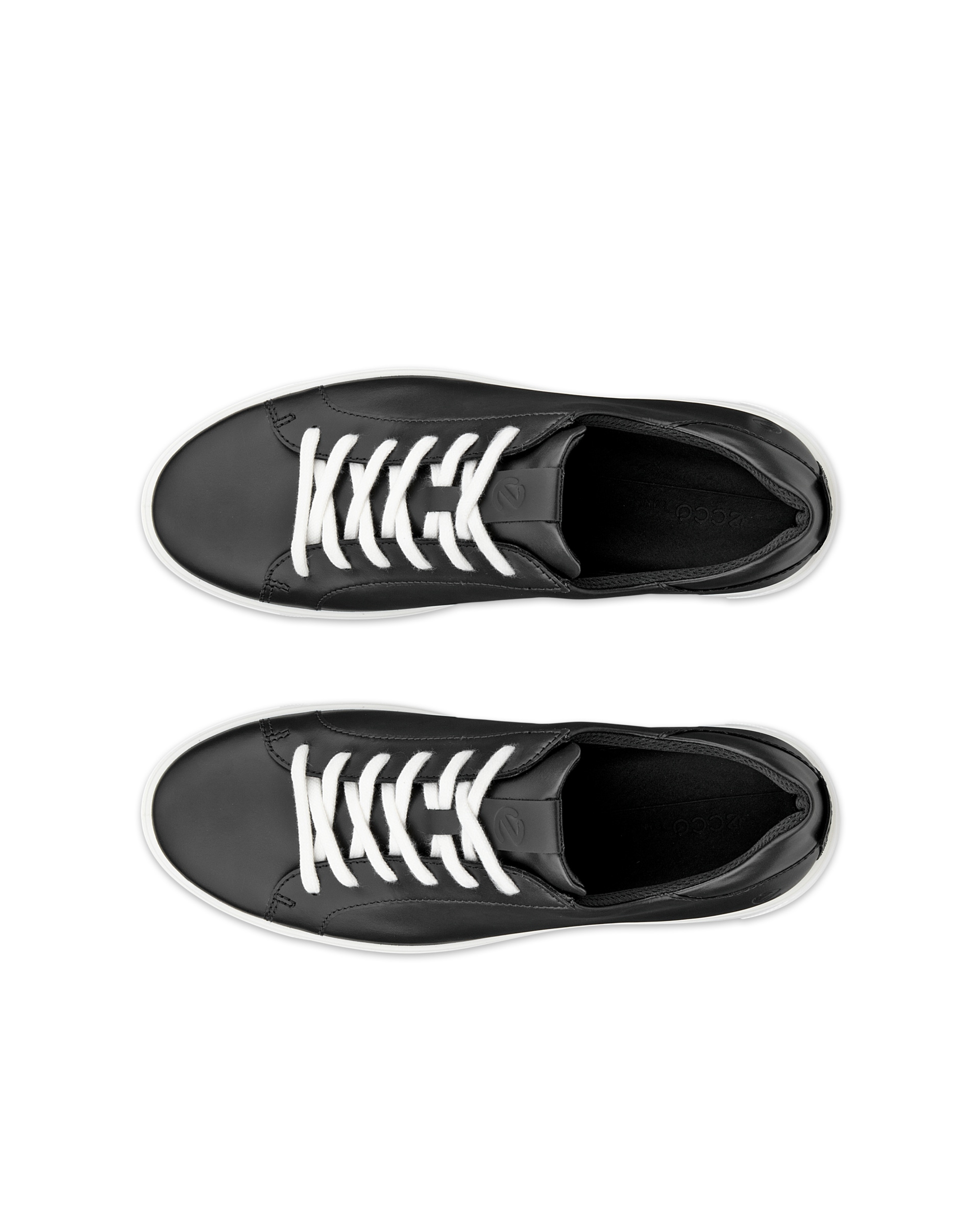 Men's ECCO® Street Tray Leather Sneaker - Black - Top left pair