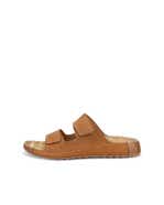 Men's ECCO® Cozmo Nubuck Two Strap Sandal - Brown - Outside