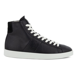 Women's ECCO® Street Lite Leather High-Top Sneaker - Black - Outside