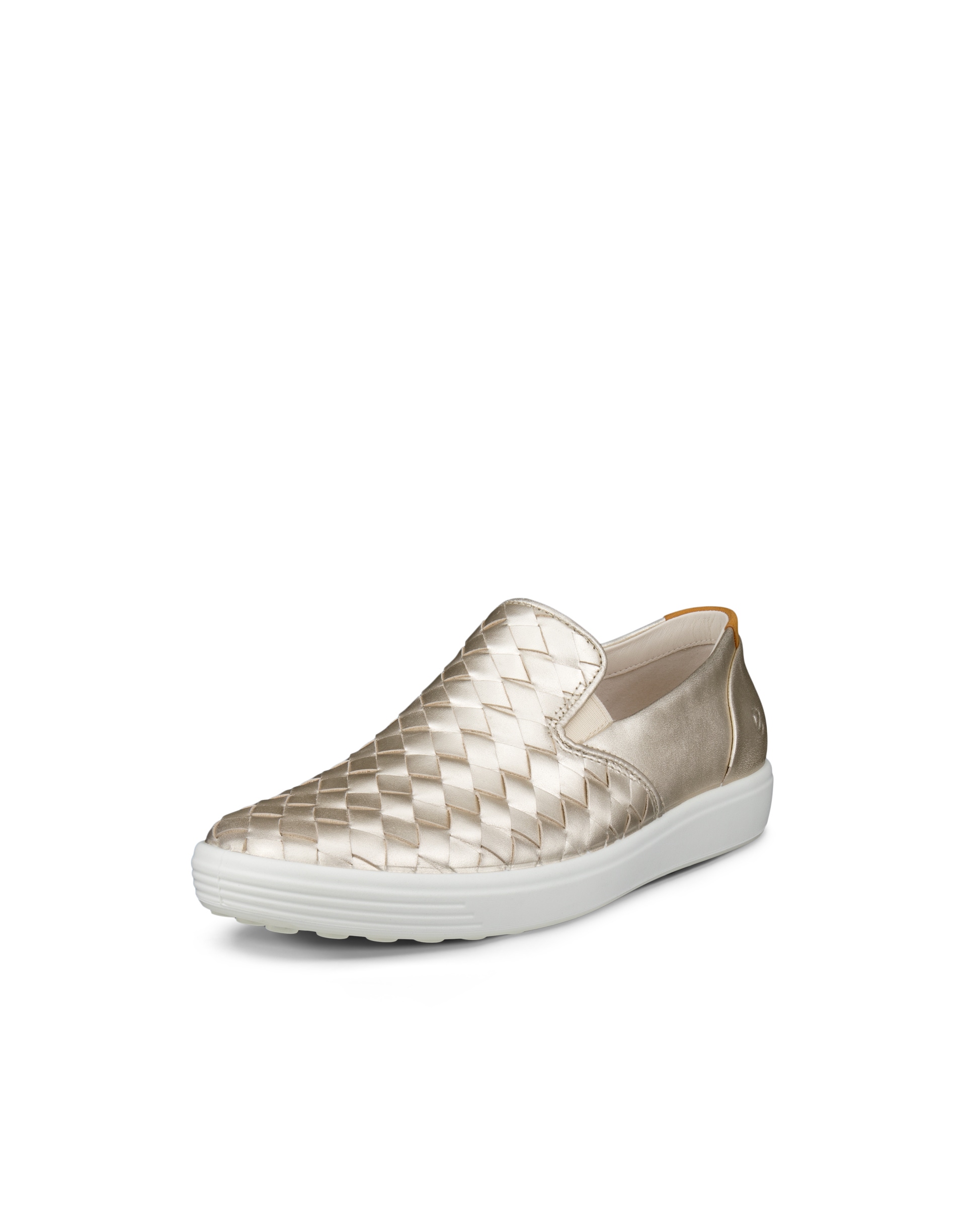 Chaussure à enfiler ECCO® Soft 7 en cuir tressé pour femmes - Métallique - Main