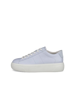 ECCO® Street Platform baskets en cuir pour femme - Bleu - Outside