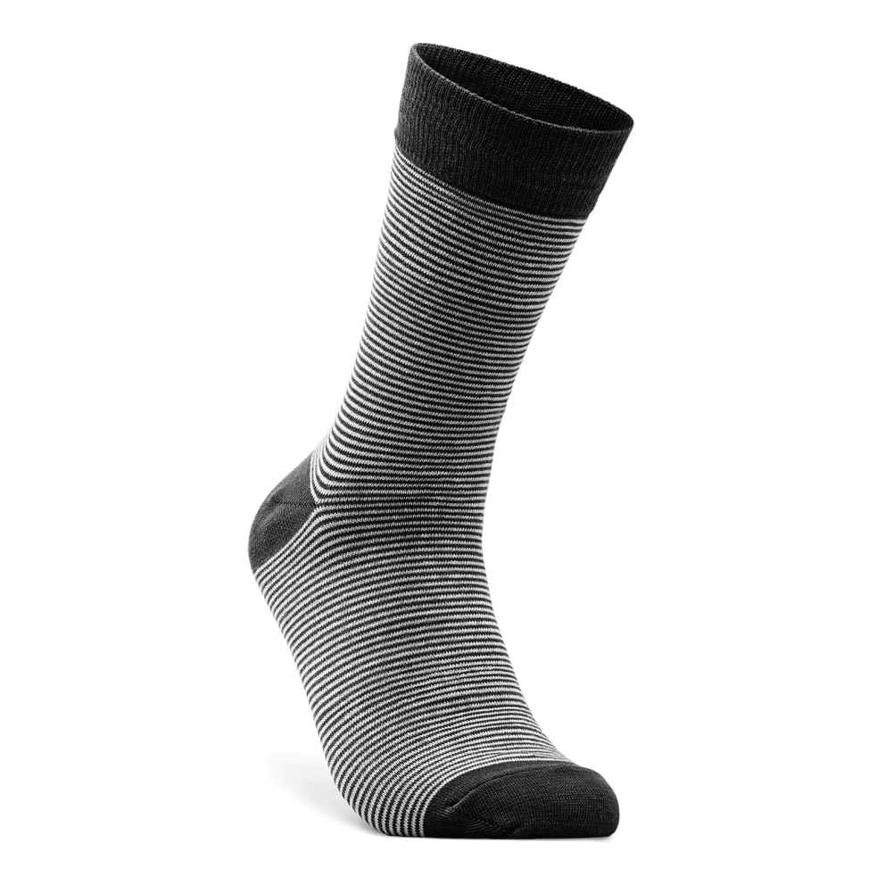 Men's ECCO® Classic Striped Mid-Cut Socks - Black - Main