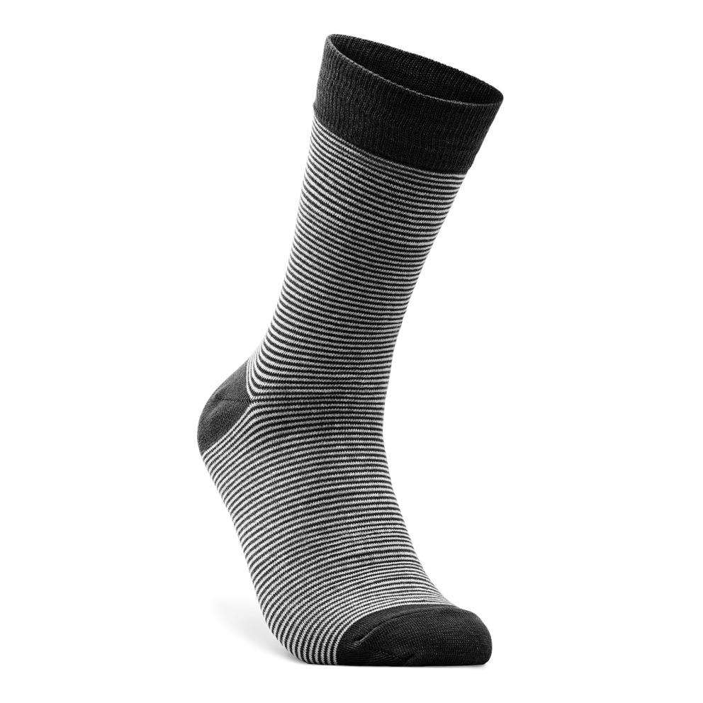 Men's ECCO® Classic Striped Mid-Cut Socks - Black - Main