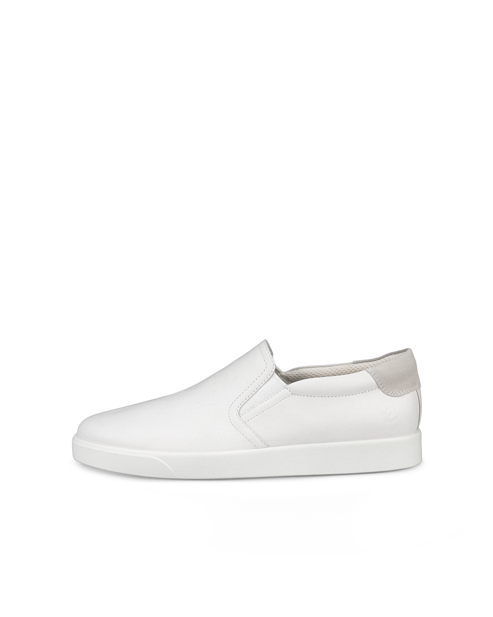 Men s ECCO Street Lite Leather Slip On Sneaker White