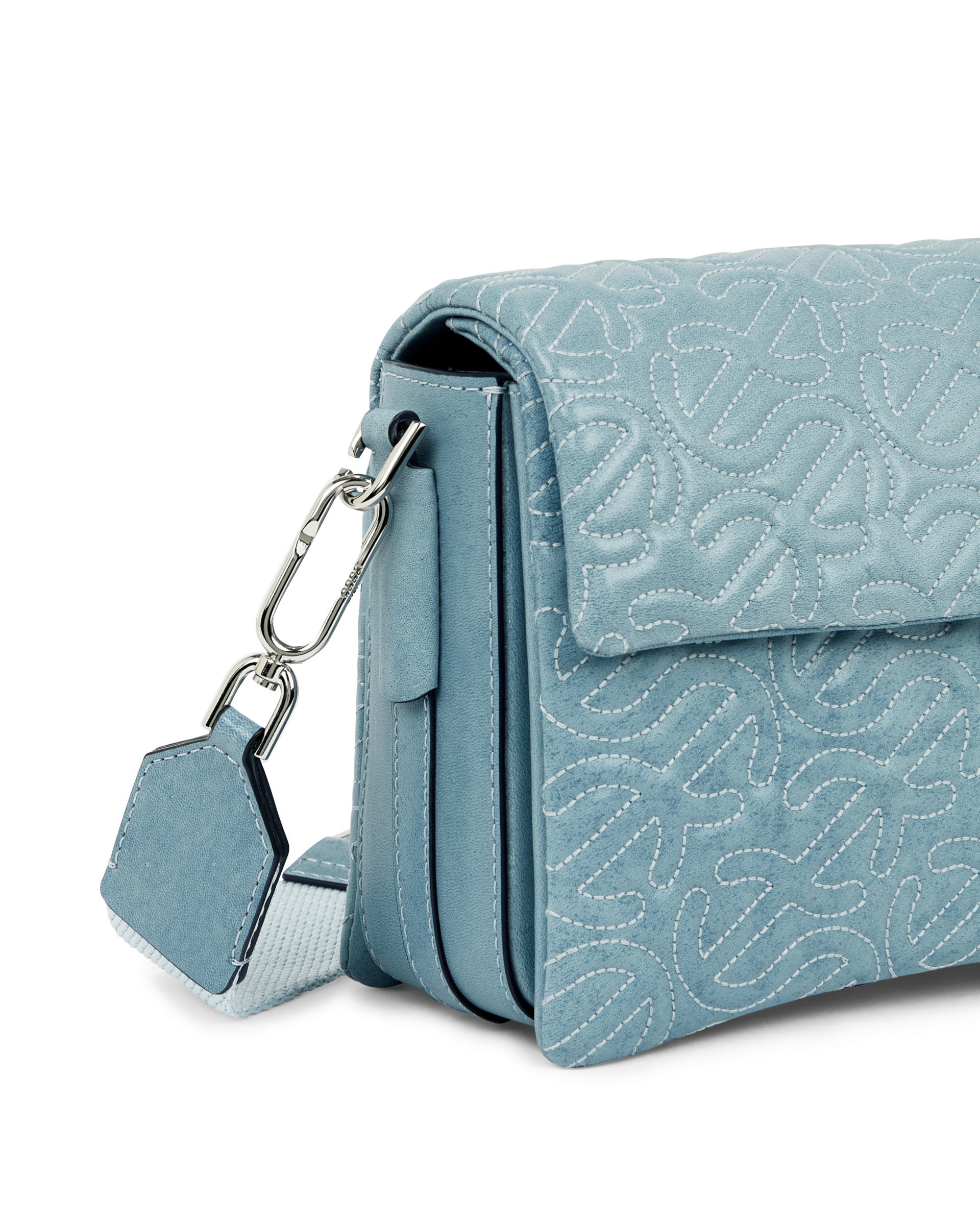 ECCO® Pinch Large Quilted Wave Indigo Leather Crossbody Bag - Blue - Detail-2