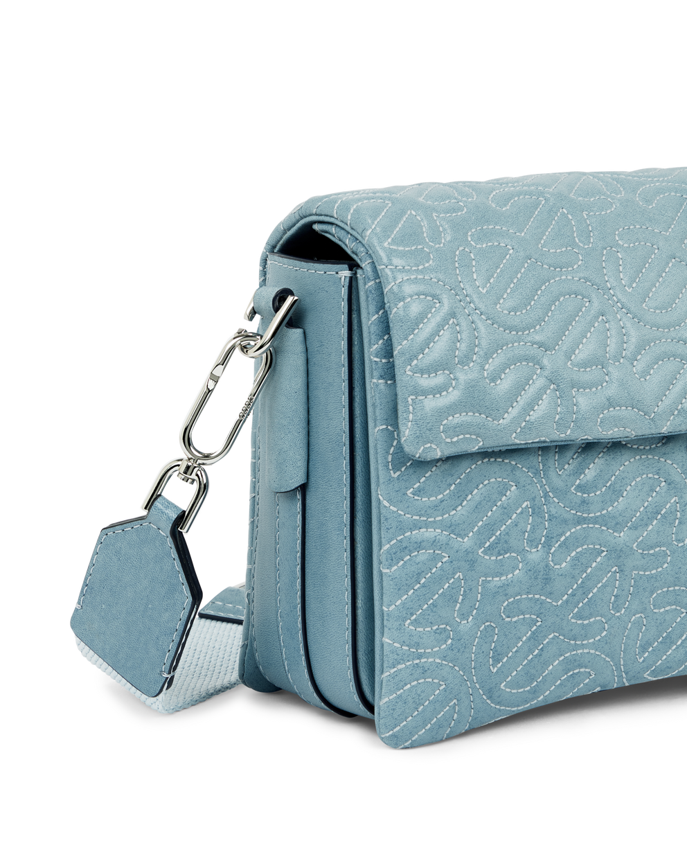 ECCO® Pinch Large Quilted Wave Indigo Leather Crossbody Bag - Blue - Detail-2