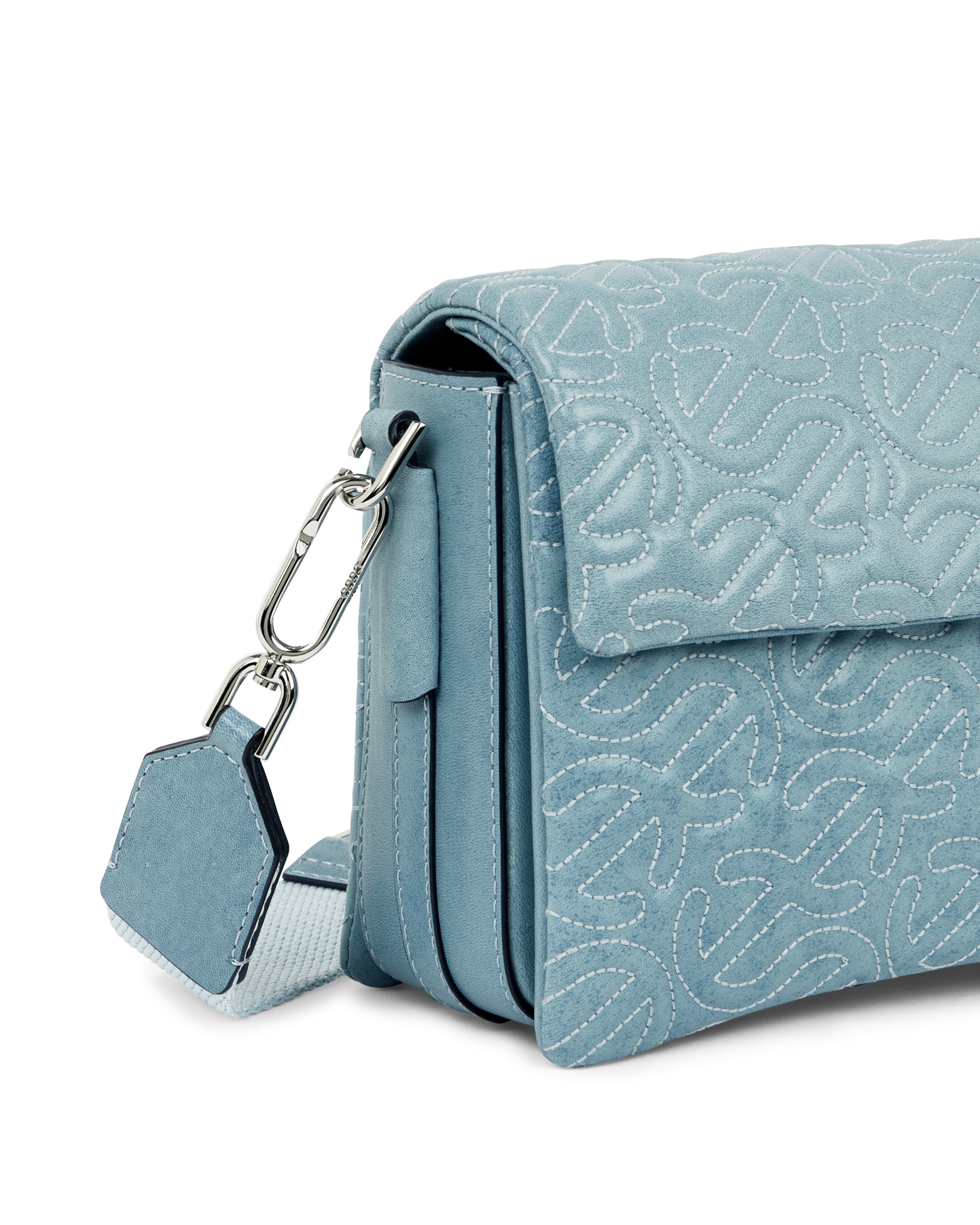 ECCO® Pinch Large Quilted Wave Indigo Leather Crossbody Bag - Blue - Detail-2