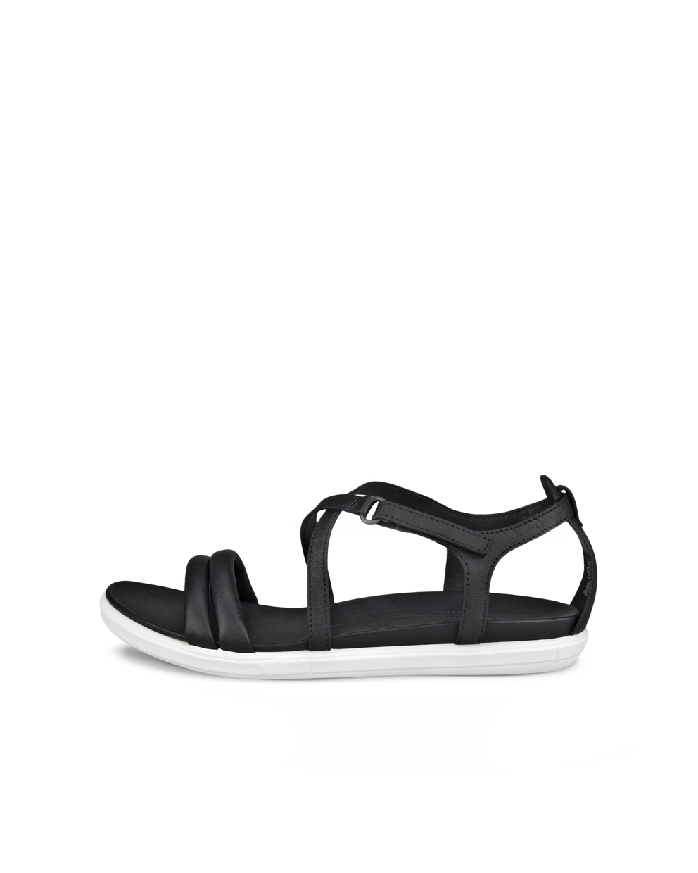 Women's ECCO® Simpil Leather Flat Sandal - Black - Outside