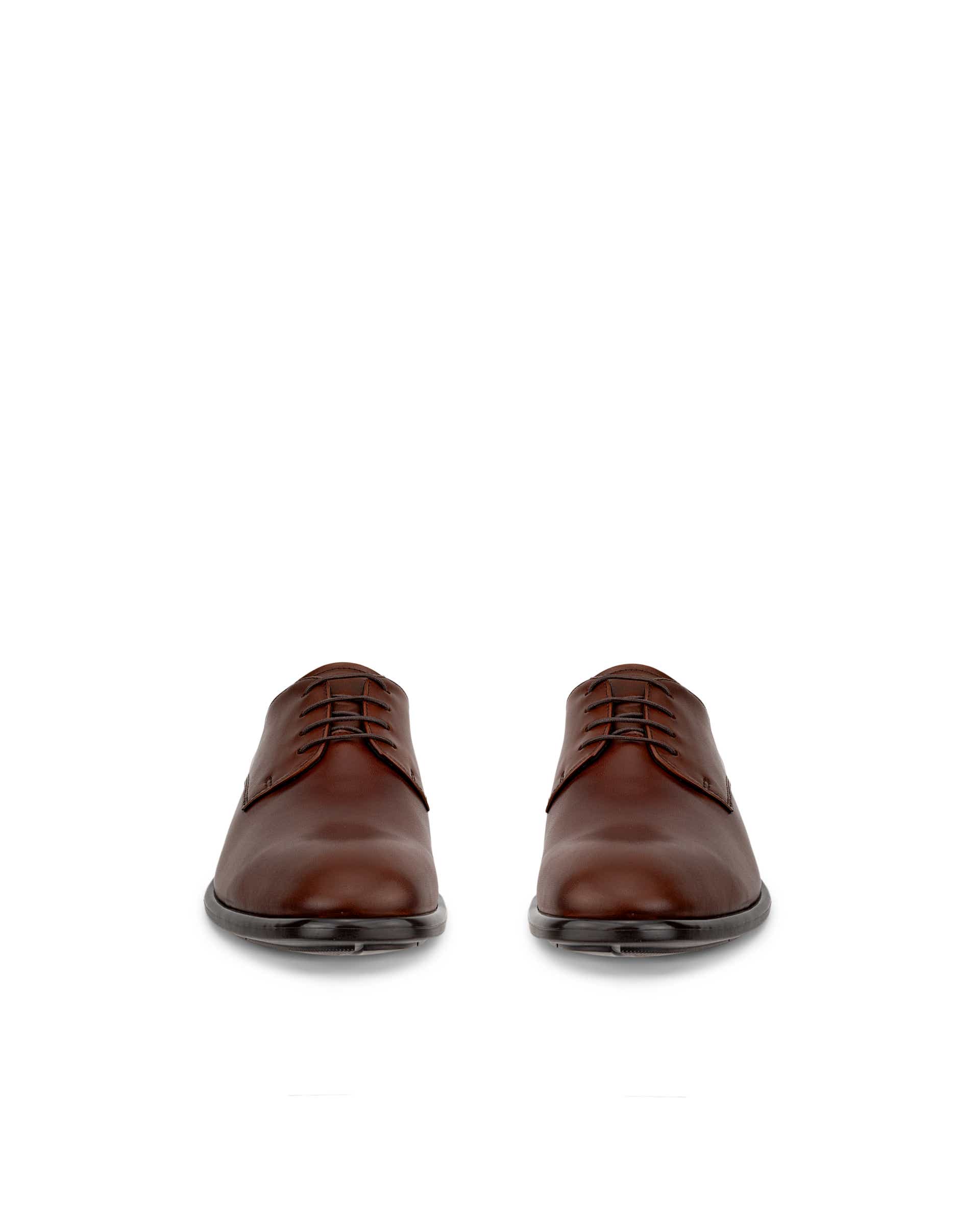 Men's ECCO® Citytray Leather Derby Shoe - Brown - Front pair