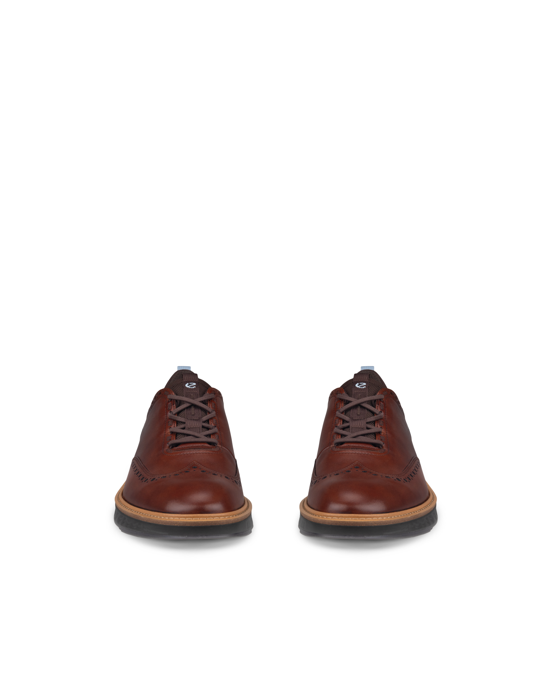 Men's ECCO® ST.1 Hybrid Leather Wingtip Derby Shoe - Brown - Front pair