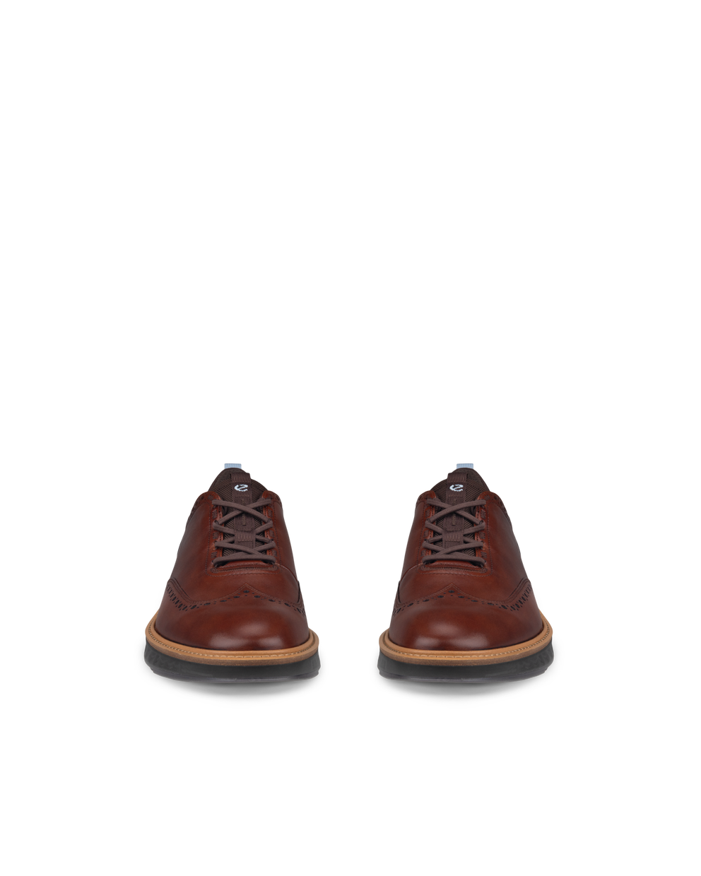 Men's ECCO® ST.1 Hybrid Leather Wingtip Derby Shoe - Brown - Front pair