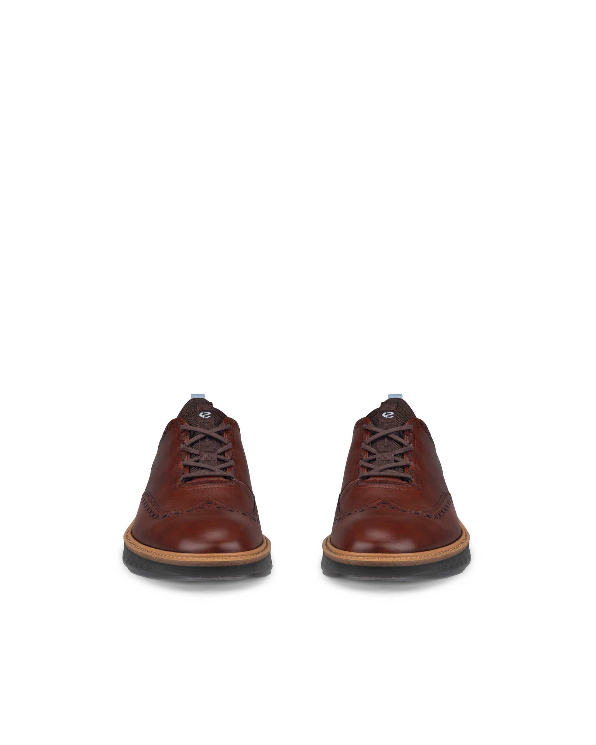 ECCO Men's ST.1 Hybrid Wingtip Shoes - Brown - Front pair