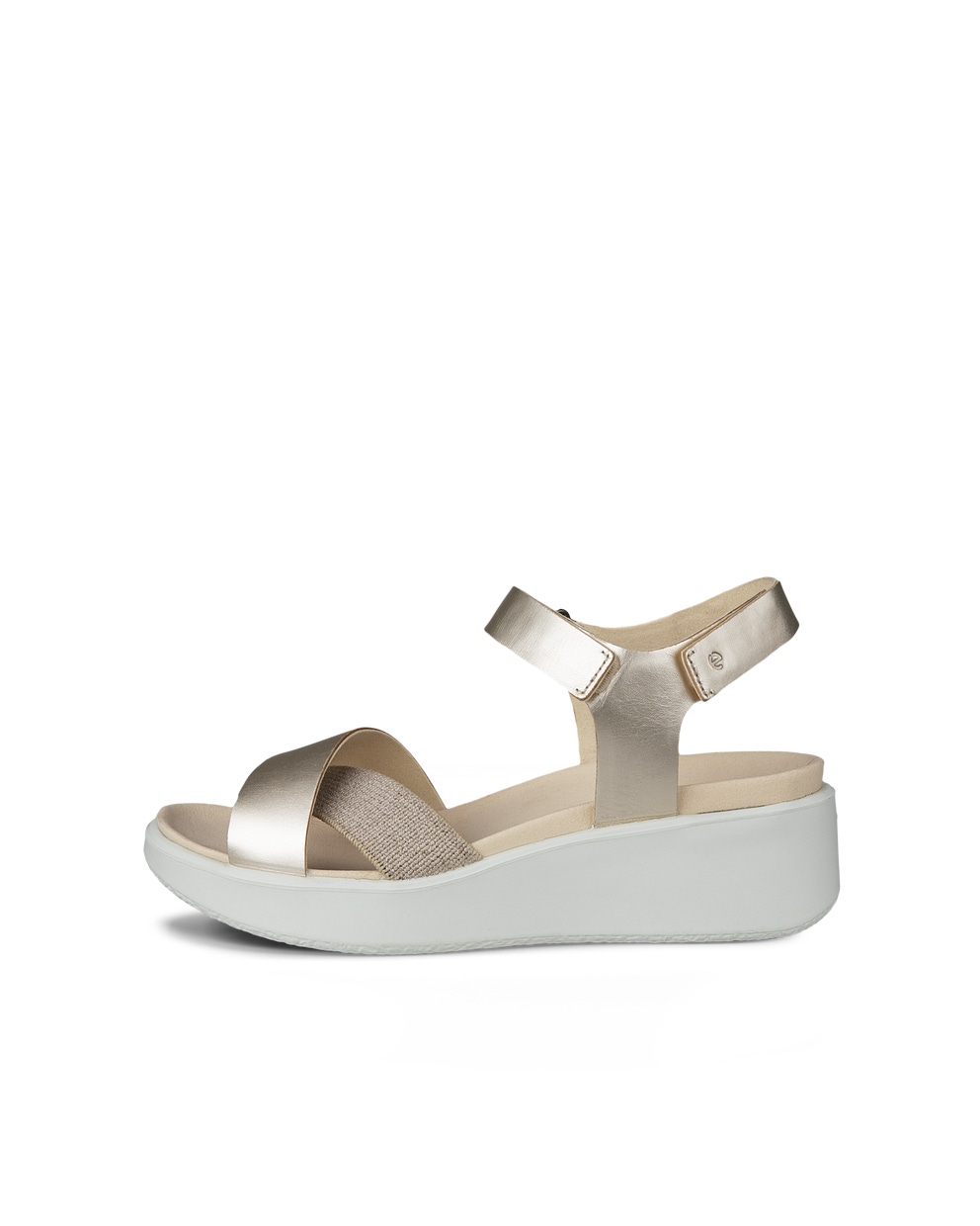 Women's ECCO® Flowt Wedge LX Leather Sandal - Metallics - Outside