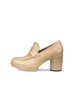 Women's ECCO® Shape Sculpted Motion 55 Leather Block-Heeled Loafer - Beige - Outside