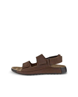 Men's ECCO® Cozmo Nubuck Two Strap Sandal - Brown - Outside