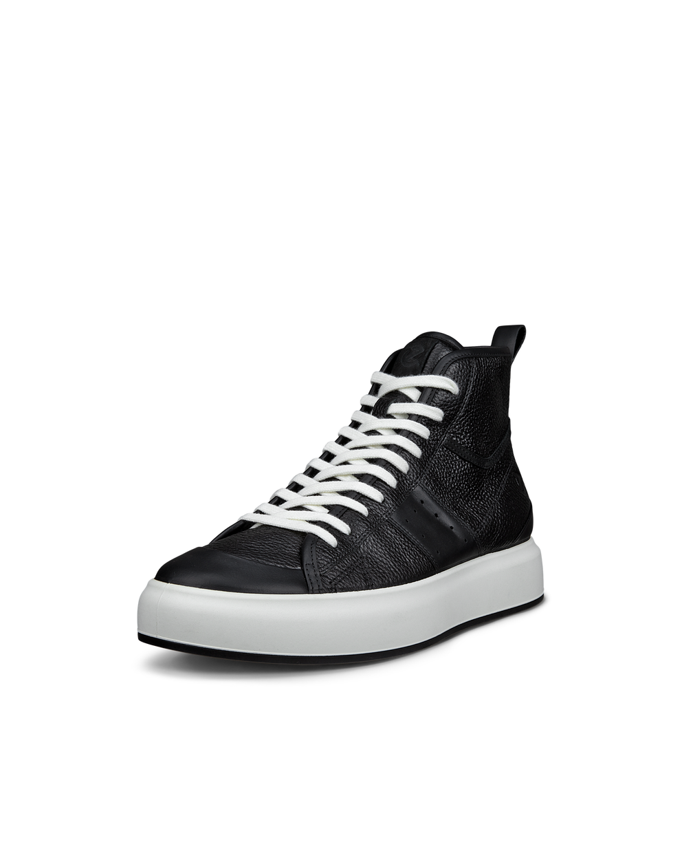 Men's ECCO® Street Ace Leather High-Top Sneaker - Black - Main