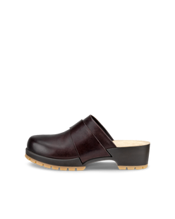 ECCO Comfort Clog Womens Leather Clogs - Brown - Outside