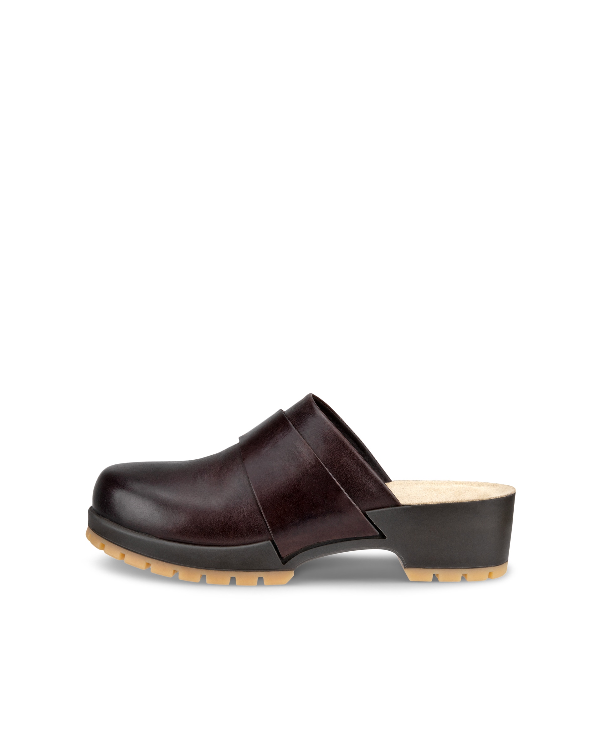 ECCO Women's Leather Comfort Clogs - Brown - Outside