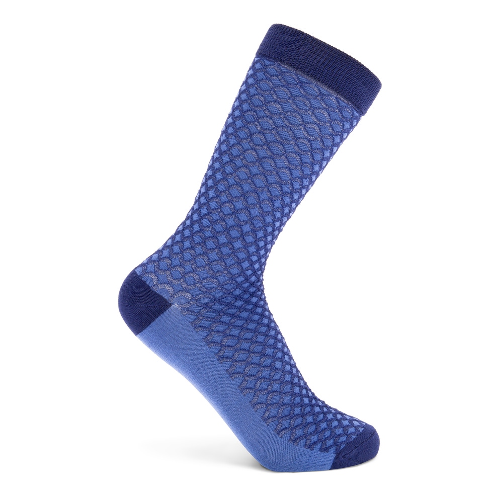 Women's ECCO® Classic Checked Mid-Cut Socks - Blue - Detail-1