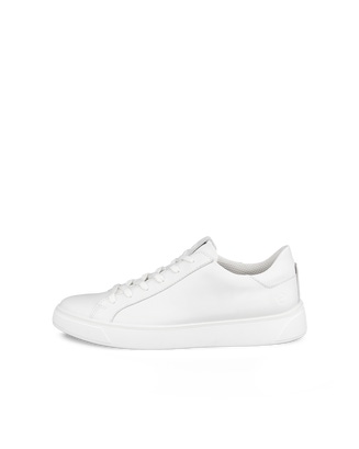 Men's ECCO® Street Tray Leather Sneaker - White - Outside