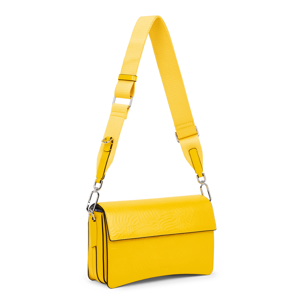 ECCO® Pinch Full Size Finger Print Leather Crossbody Bag - Yellow - Main