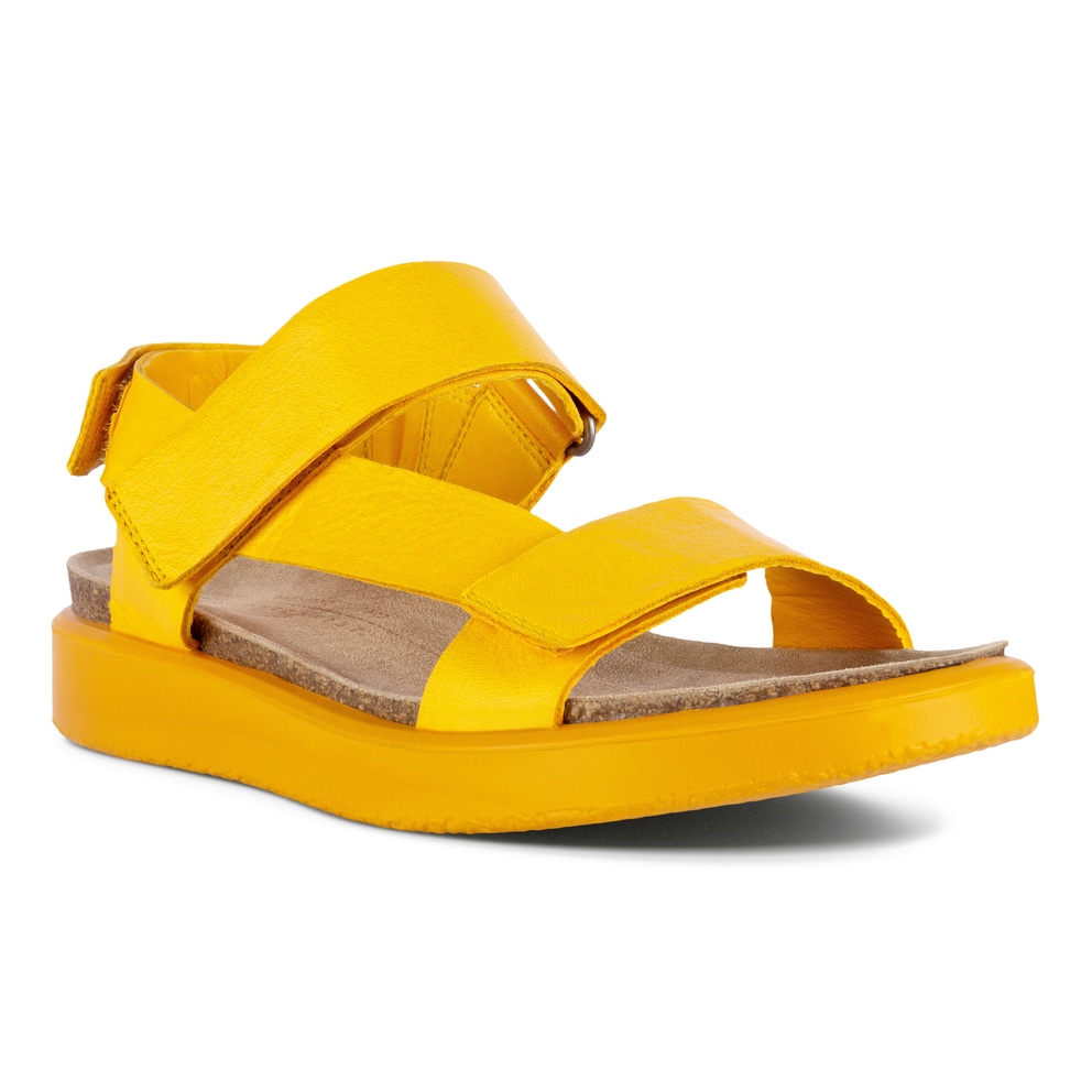 Women's ECCO® Corksphere Leather Sandal - Yellow - Main