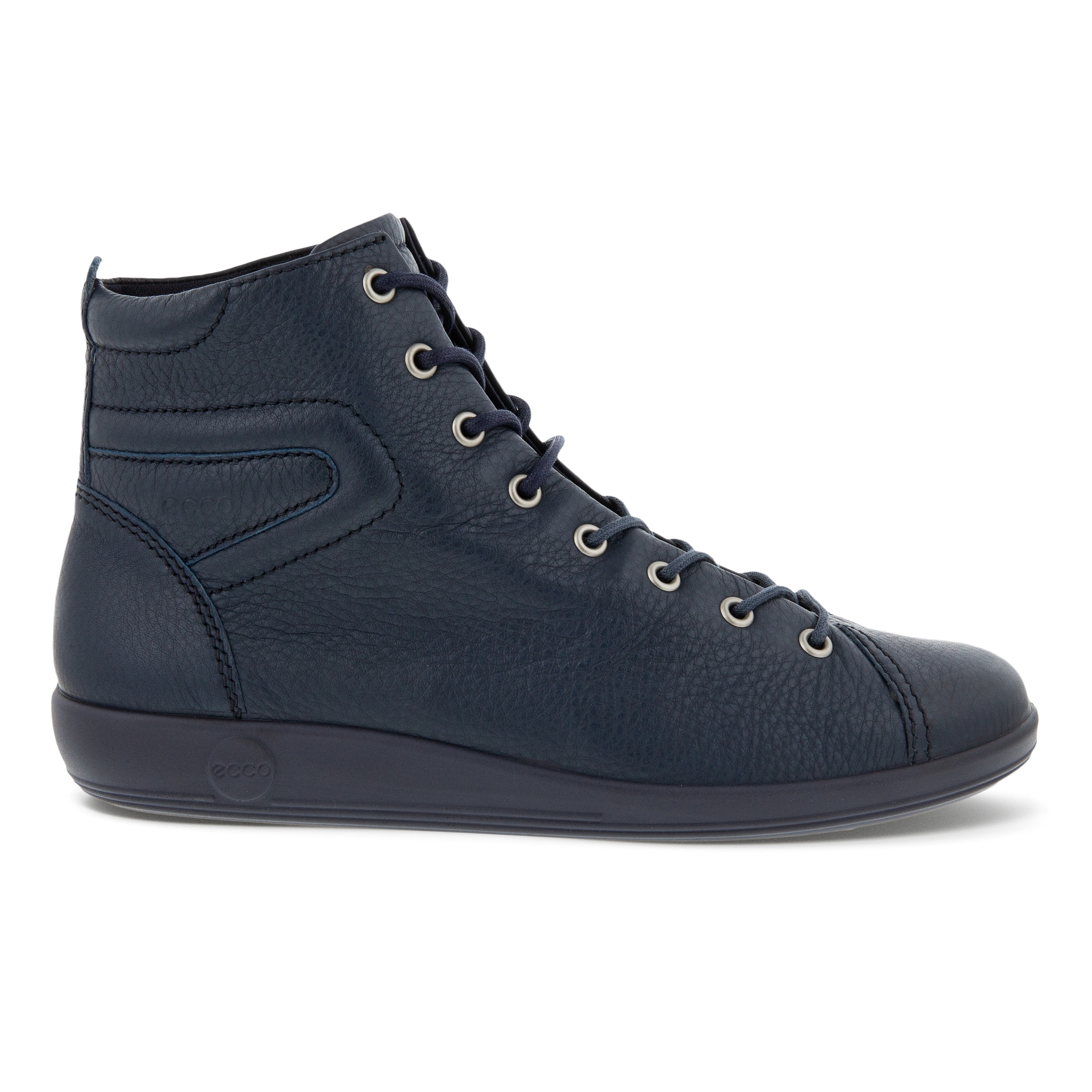 Zapatillas altas de piel para caminar ECCO® Soft 2.0 para mujer - Azul - Outside