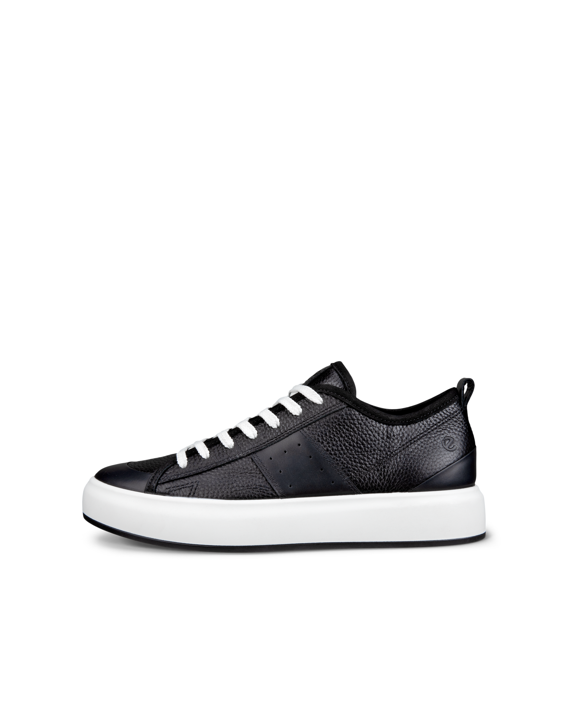 Women's ECCO® Street Ace Leather Sneaker - Black - Outside