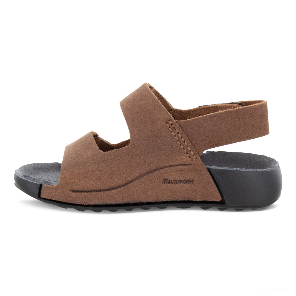 Kids' ECCO® Cozmo Nubuck Two Strap Sandal - Brown - Inside