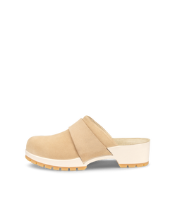 ECCO Comfort Clog Womens Leather Clogs - Beige - Outside